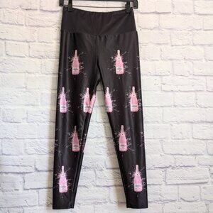 Goldsheep Sparkle Rosé All Day Leggings L Rose Pink Black Athletic Workout Crop